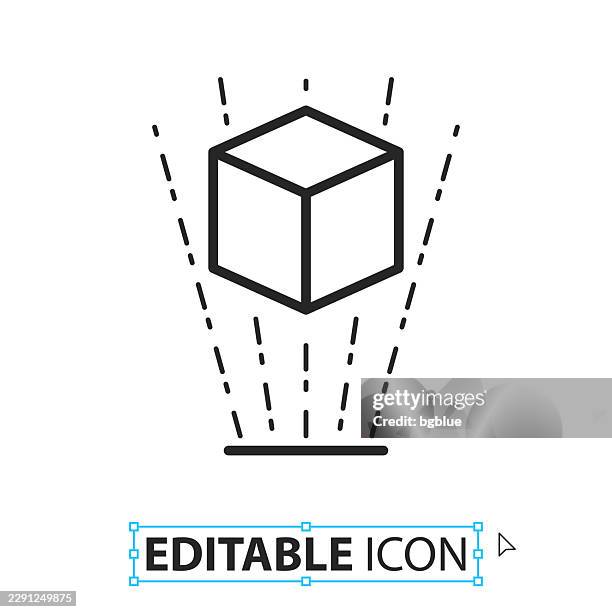 hologram - line editable icon on white background - flight simulation stock illustrations