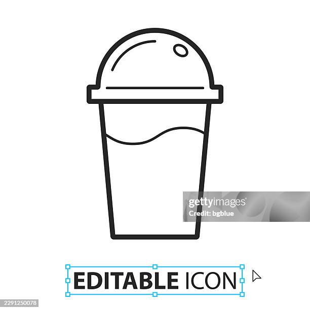 cup with dome - line editable icon on white background - shaking cocktail stock illustrations