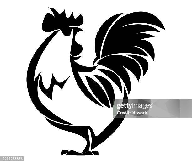 rooster drawing - looking up thinking stock illustrations