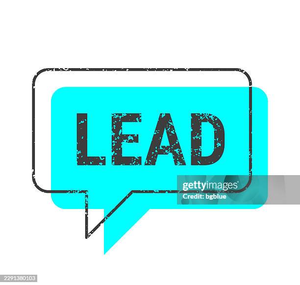 lead - blue grunge speech bubble on blank background. - lead management stock illustrations