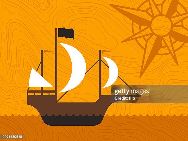 sailing ship - naval oranges stock illustrations