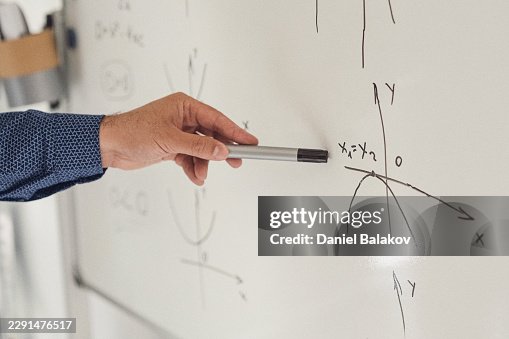 Hand Pointing Mathematical Function On Whiteboard During Lesson Hand Pointing Mathematical Function On Whiteboard During Lesson