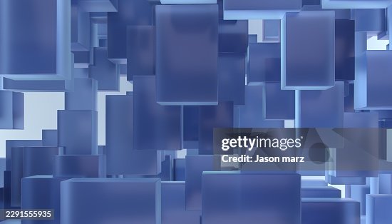 Abstract 3D Blue Rectangular Blocks Layered Composition Abstract 3D Blue Rectangular Blocks Layered Composition
