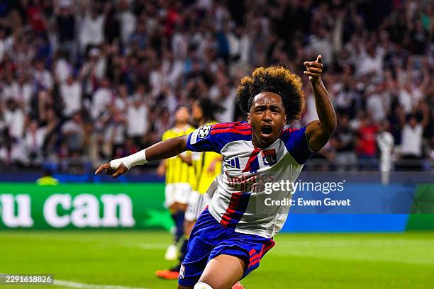 Malick FOFANA of Lyon celebrates his goal during the UEFA Champions League 2026/2027 - Playoffs, second leg match between Lyon and Fenerbahce at...