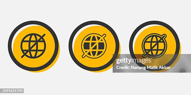disconnected wireless internet signal icon set - weak link stock illustrations