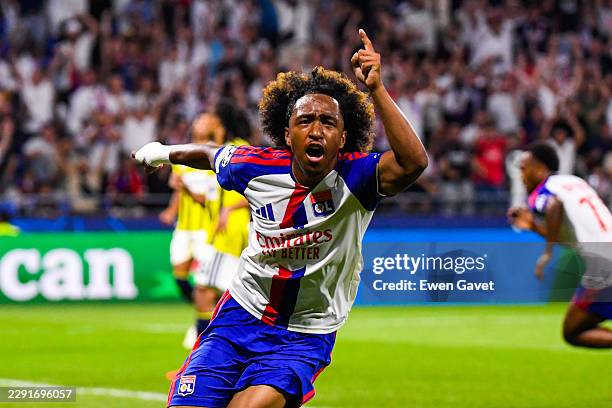 Malick FOFANA of Lyon celebrates his goal during the UEFA Champions League 2026/2027 - Playoffs, second leg match between Lyon and Fenerbahce at...