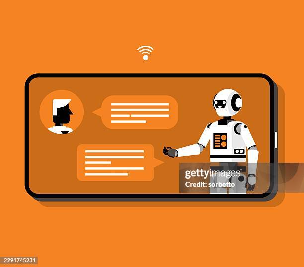 chatting with chat bot on smartphone - iphone text message screen stock illustrations