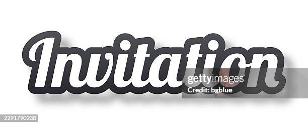 invitation - 3d text with shadow on white background - request stock illustrations