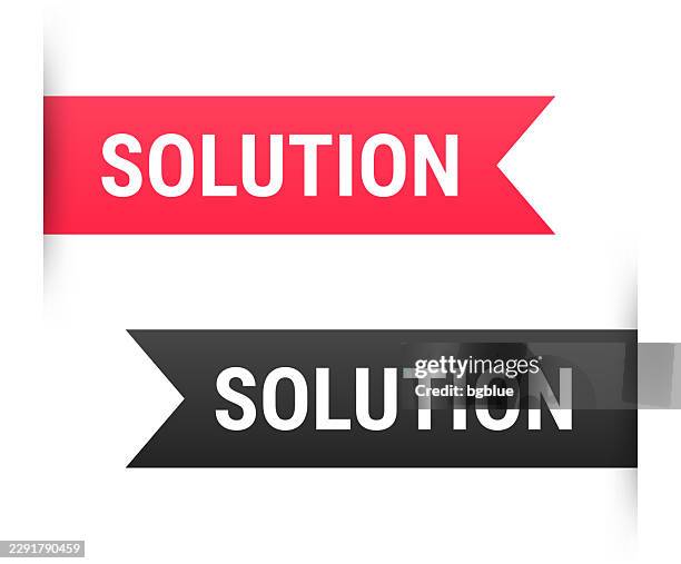 solution - banner, bookmark, ribbon, label on white background - liquid solution stock illustrations