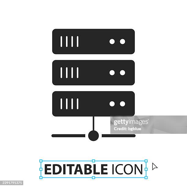 server - editable icon on white background - old computer white background stock illustrations