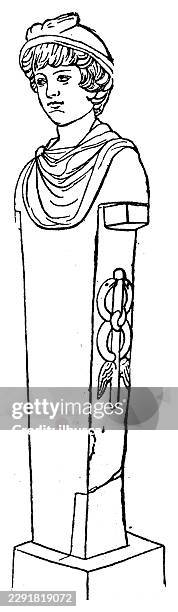 statue of hermes - hermes statue stock illustrations