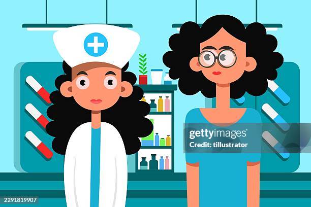old people care - two nurses stock illustrations