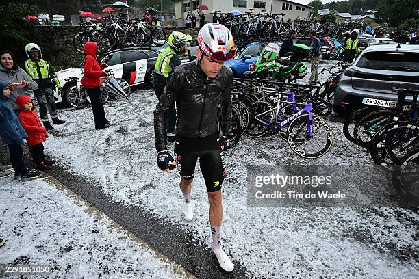 Wout Van Aert of Belgium and Team Visma | Lease a Bike reacts after the La Vuelta - 81st Tour of Spain 2026, Stage 3 a 174km from Gruissan - Aude to...