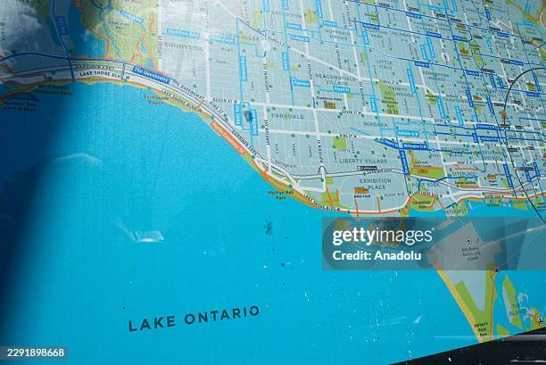 City map of Toronto showing Lake Ontario is seen on August 28, 2026 in Toronto, Canada. Canada's Prime Minister Mark Carney on Thursday rejected US...