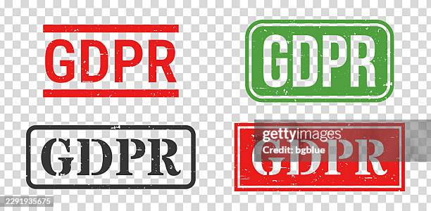 gdpr - general data protection regulation - rubber stamp set on blank background - gdpr stock illustrations