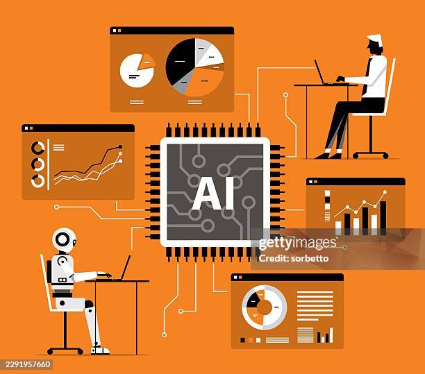 artificial intelligence technology - interactive installation stock illustrations