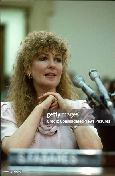 American actor Shelley Fabares testifies before the US House Select Committee on Aging at the Rayburn House Office Building on Capitol Hill,...