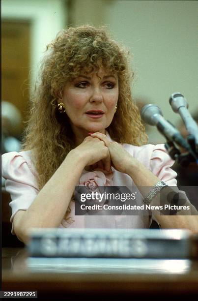 American actor Shelley Fabares testifies before the US House Select Committee on Aging at the Rayburn House Office Building on Capitol Hill,...