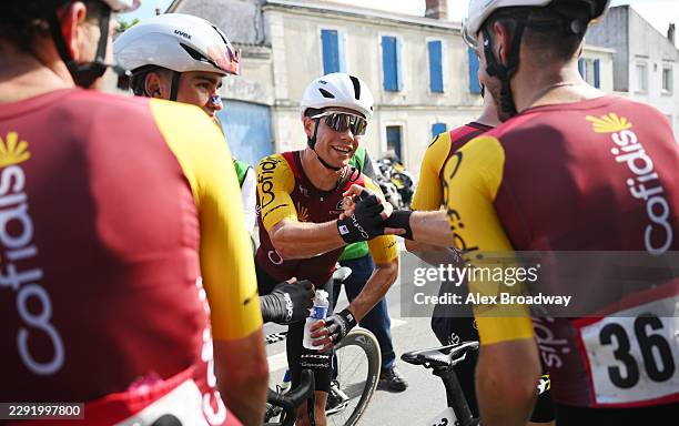 Stage winner Milan Fretin of Belgium and Team Cofidis reacts after the 40th Tour Poitou - Charentes en Nouvelle Aquitaine 2026, Stage 1 a 191.5km...