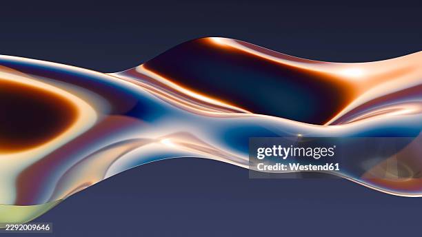 abstract 3d rendering of a glossy metallic liquid wave - liquid chrome stock illustrations