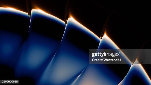 abstract 3d rendering of metallic fluid waves with neon light - liquid chrome stock illustrations