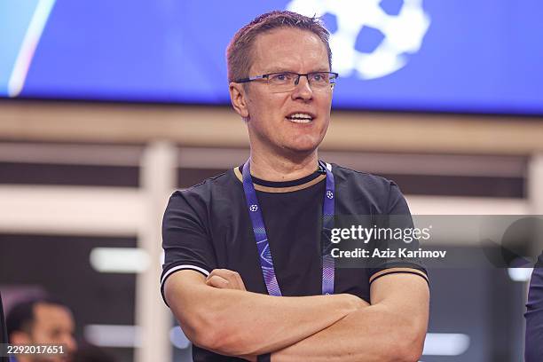 Head coach of Sabah Valdas Dambrauskas looks on before the UEFA Champions League 2026/27 Play-offs 2nd leg between Sabah and H. Beer-Sheva at Tofig...