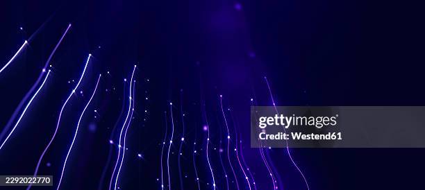 glowing neural lines move upward in a dark abstract background - core technology stock illustrations