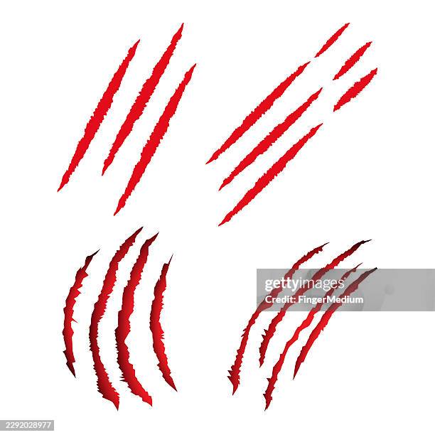 claw scratch vector set - claw marks stock illustrations