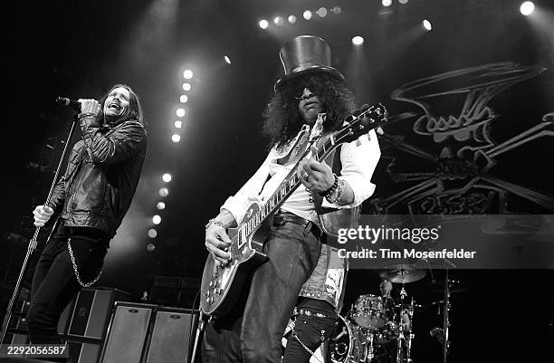 Myles Kennedy and Slash perform in support of Slash's self titled release at HP Pavilion on February 3, 2011 in San Jose, California.