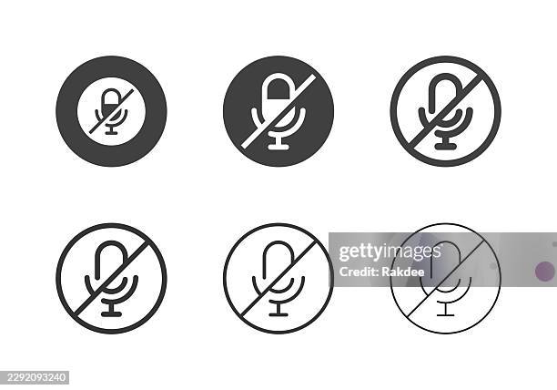 do not microphone icons - multi series - volume unit meter stock illustrations