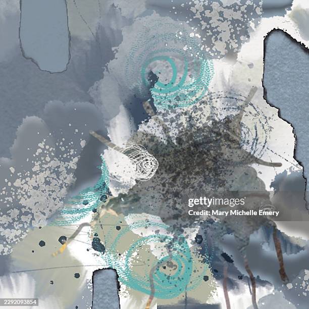 textured abstract in teal, grey and cream - gritty background texture stock illustrations