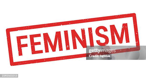 feminism - red rubber stamp on white background - equality logo stock illustrations