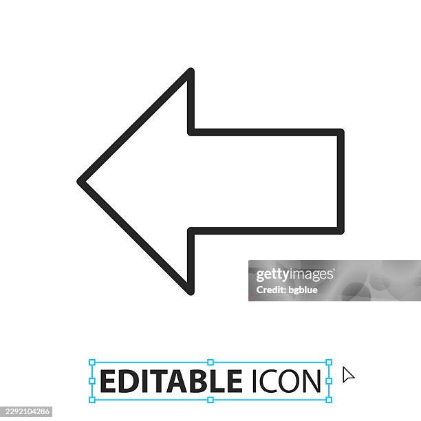 left arrow - line editable icon on white background - backwards stock illustrations