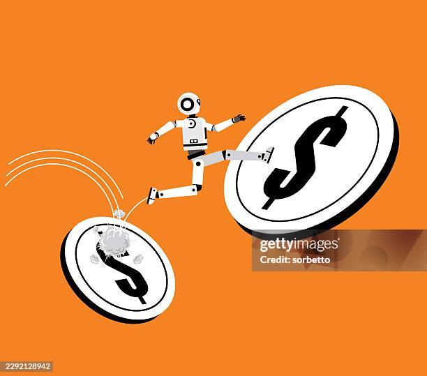 next target - ai robot - robot running stock illustrations