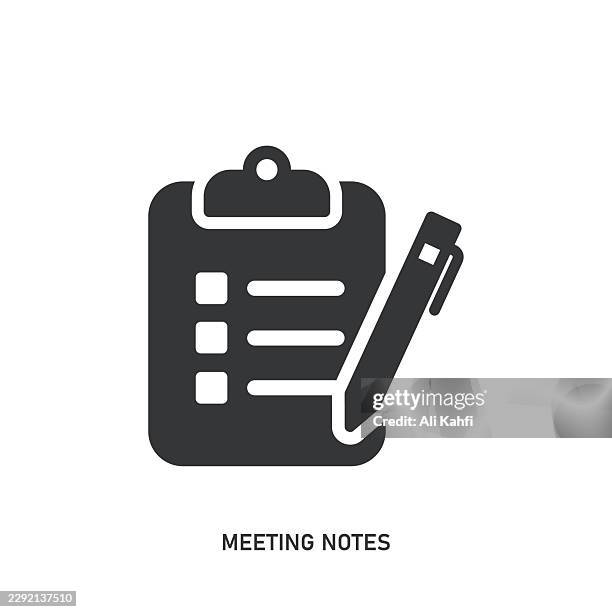 meeting notes glyph solid icon. solid icon that can be applied anywhere, simple, pixel perfect and modern style. - professional development words stock illustrations
