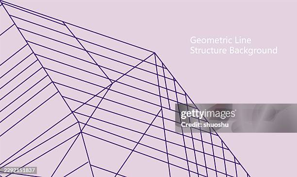 abstract 3d purple geometric line structure wireframe pattern background - triangle 3d model stock illustrations