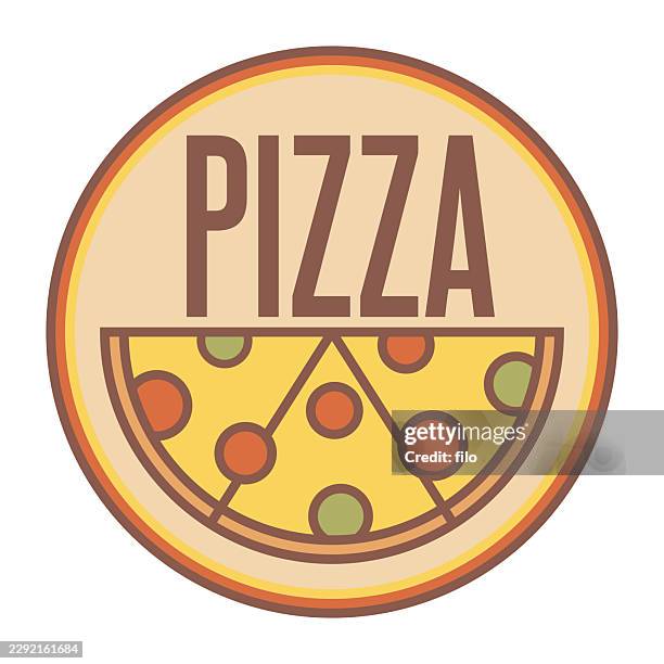pizza badge - diced tomatoes stock illustrations