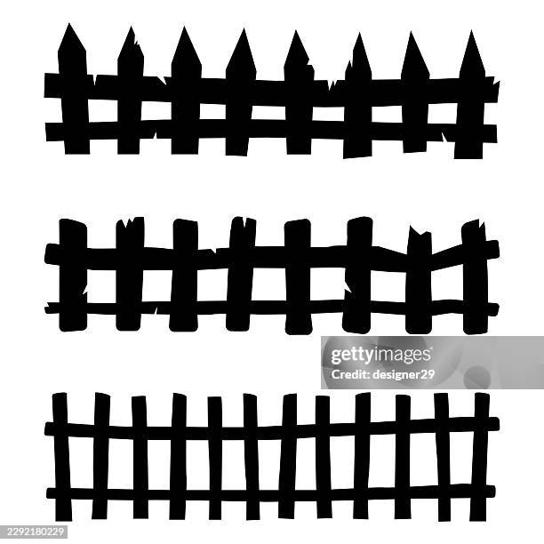 picket fence silhouette vector illustration set - security settings stock illustrations