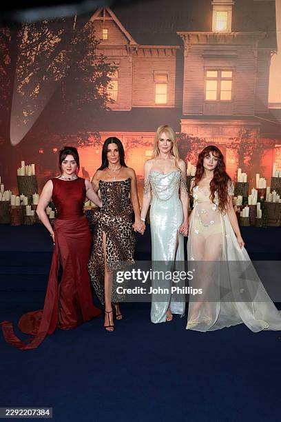 Maisie Williams, Sandra Bullock, Nicole Kidman and Joey King attend the Practical Magic 2 European Premiere at the Odeon Luxe Leicester Square on...