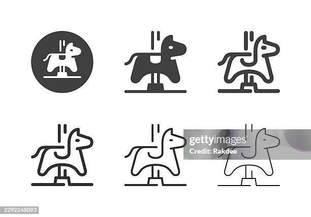 carousel horse icons - multi series - vintage carousel stock illustrations