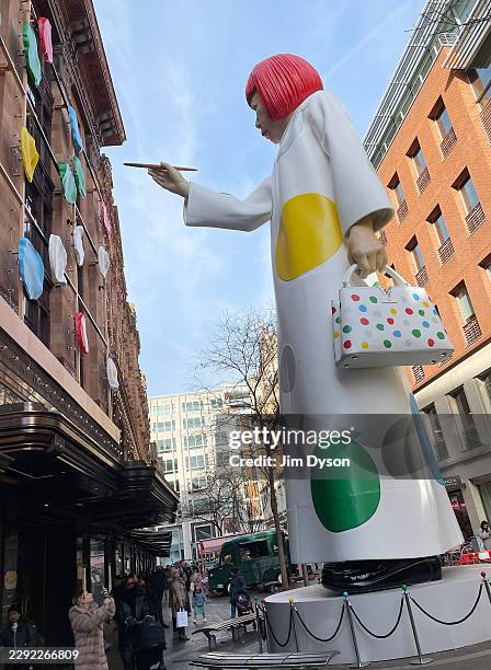 Yayoi Kusama x Louis Vuitton immersive fashion and art pop-up at Harrods on February 10, 2023 in London, England.