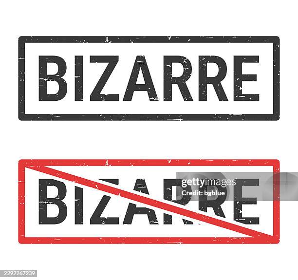 bizarre - rubber stamps with crossed out stamp on white background - curiosities stock illustrations