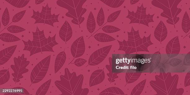 seamless autumn fall red maroon leaves abstract background - tree canopy pattern stock illustrations