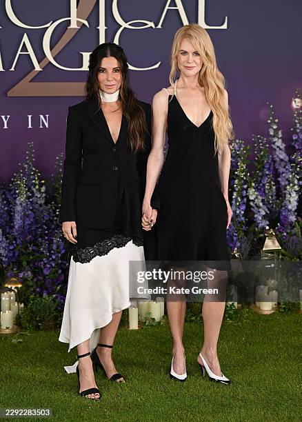 Sandra Bullock and Nicole Kidman attend the photocall for "Practical Magic 2" inside The Ballroom of Claridge’s on August 27, 2026 in London, England.