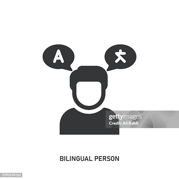 bilingual person glyph solid icon. solid icon that can be applied anywhere, simple, pixel perfect and modern style. - student support services stock illustrations