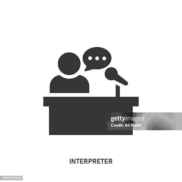 interpreter glyph solid icon. solid icon that can be applied anywhere, simple, pixel perfect and modern style. - student support services stock illustrations