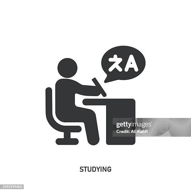 studying glyph solid icon. solid icon that can be applied anywhere, simple, pixel perfect and modern style. - student support services stock illustrations
