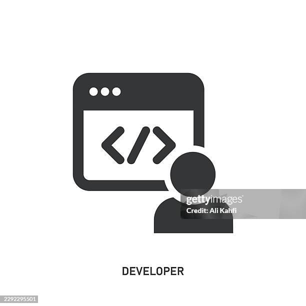 developer glyph solid icon. solid icon that can be applied anywhere, simple, pixel perfect and modern style. - windows operating system stock illustrations