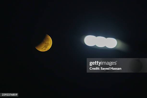 Partial lunar eclipse is seen on August 28, 2026 in Cairo, Egypt.