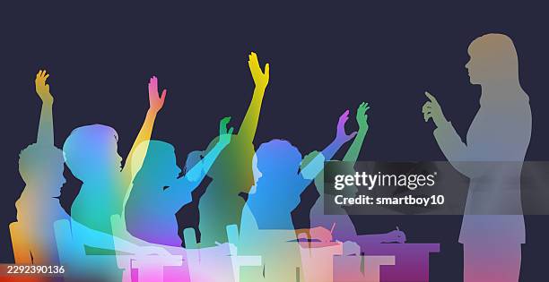 back to school poster - multicultural elementary school students stock illustrations